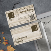 Moderne houtnerf vet typografie Monogram QR-code Visitekaartje