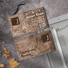 Moderne houtnerf vet typografie Monogram QR-code Visitekaartje