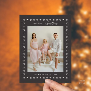 Moderne houtskool boog patroon familie foto kerst briefkaart