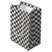 Moderne Houtskool Buffalo Check Medium Cadeauzakje (Voorkant Gekanteld)