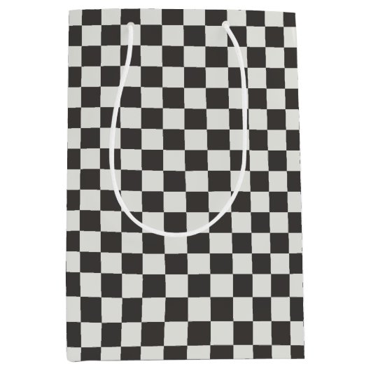 Moderne Houtskool Buffalo Check Medium Cadeauzakje (Voorkant)