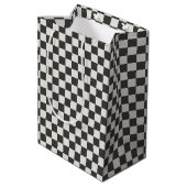 Moderne Houtskool Buffalo Check Medium Cadeauzakje (Achterkant Gekanteld)