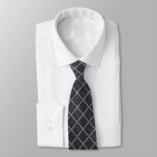 Moderne Houtskool Diamant Grid Tie Stropdas (Gebonden)