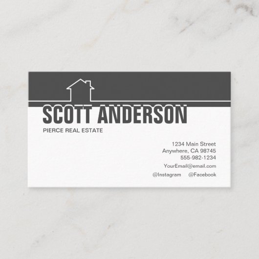 Moderne houtskool en wit Visitekaartje (Voorkant)