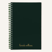 Moderne houtskool & Gouden Script Naam Monogram Notitieboek (Voorkant)