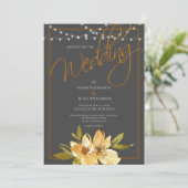 Moderne Houtskool Grijs, Geel en Koperhuwelijk Kaart (Staand voorkant)