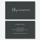 Moderne Houtskool Grijs & Script Monogram Chic Visitekaartje