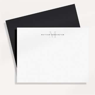 Moderne houtskool grijze monogrammed briefpapier k kaart
