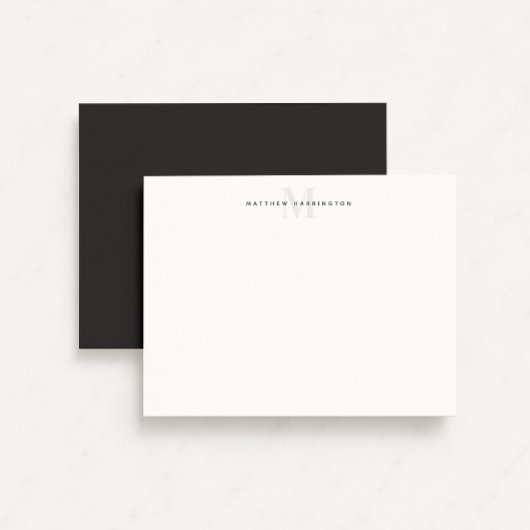 Moderne houtskool grijze monogrammed briefpapier k kaart