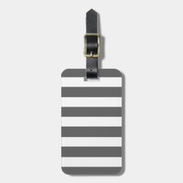 Moderne houtskool grijze witte strepen patroon bagagelabel