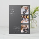 Moderne Houtskool Vier Foto Trouwkaart Save The Date (Staand voorkant)