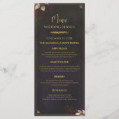 Moderne Houtskool Zwart & Goud Trouwdiner Menu (Voorkant)