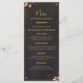 Moderne Houtskool Zwart & Goud Trouwdiner Menu