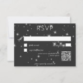 Moderne houtskool Zwart Winter Sparkle Bruiloft RSVP Kaartje (Voorkant)