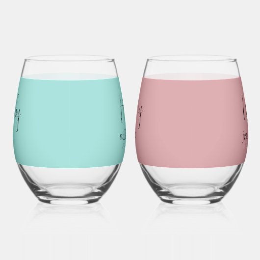 Moderne Hubby en Wifey in Verbluffende Stemless Wijnglas Zonder Voet (Rechts)