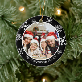 Moderne Huidige Familie Foto Sneeuwvlok Keramisch Ornament