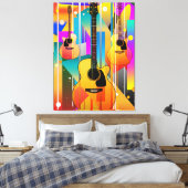 Moderne Huidige Geometrische Gitaar Canvas Afdruk (Insitu (Slaapkamer))