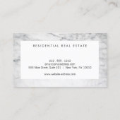 Moderne Huis Logo Architectuur Realtor Wit Marmer Visitekaartje (Achterkant)