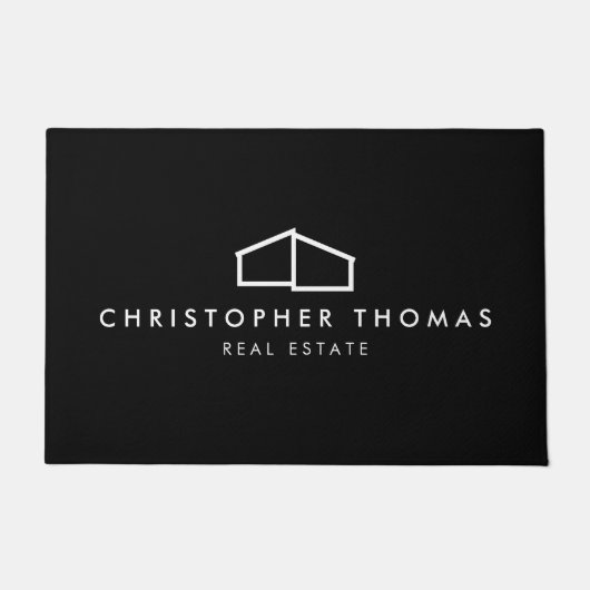 Moderne Huis Logo op Black Realtor, Architectuur Deurmat (Voorkant)