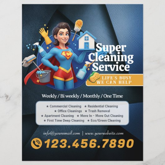 Moderne Huis Schoonmaak Dienst Huishoudelijke Hulp Flyer (Voorkant)