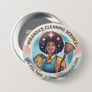 Moderne Huis Schoonmaak Dienst Huishoudelijke Hulp Ronde Button 7,6 Cm