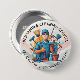 Moderne Huis Schoonmaak Dienst Huishoudelijke Hulp Ronde Button 7,6 Cm
