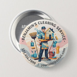 Moderne Huis Schoonmaak Dienst Huishoudelijke Hulp Ronde Button 7,6 Cm