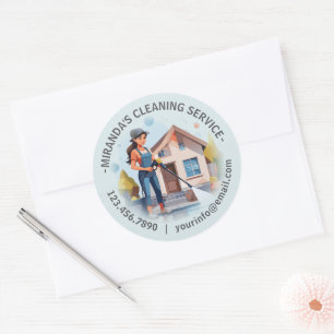 Moderne Huis Schoonmaak Dienst Huishoudelijke Hulp Ronde Sticker