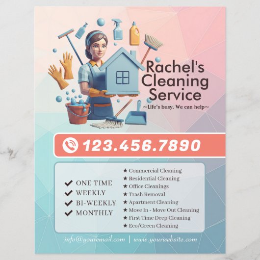 Moderne Huis Schoonmaak Dienst Huishouding Flyer (Voorkant)