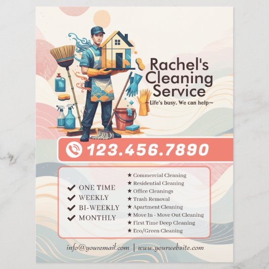 Moderne Huis Schoonmaak Dienst Huishouding Flyer (Voorkant)