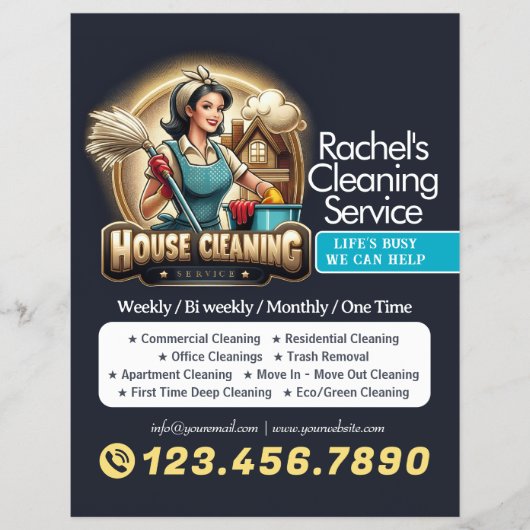 Moderne Huis Schoonmaak Dienst Huishouding Flyer (Voorkant)