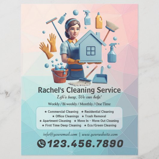 Moderne Huis Schoonmaak Dienst Huishouding Flyer (Voorkant)