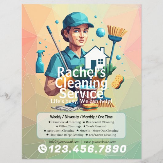 Moderne Huis Schoonmaak Dienst Huishouding Flyer (Voorkant)