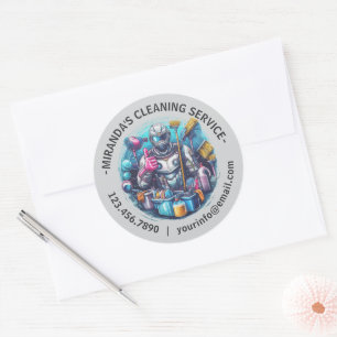 Moderne Huis Schoonmaak Dienst Huishouding Ronde Sticker