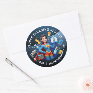 Moderne Huis Schoonmaak Dienst Huishouding Ronde Sticker