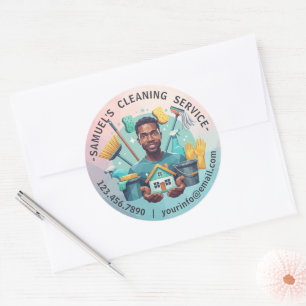 Moderne Huis Schoonmaak Dienst Huishouding Ronde Sticker