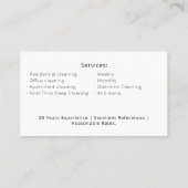 Moderne Huis Schoonmaak Huishoudelijke Janitorial Visitekaartje (Achterkant)