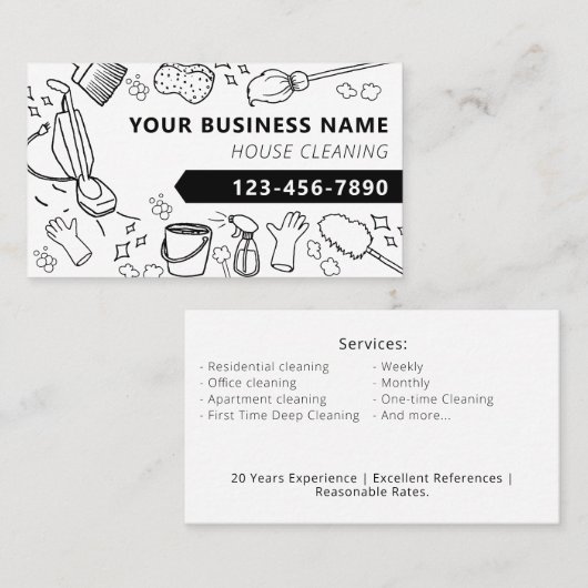 Moderne Huis Schoonmaak Huishoudelijke Janitorial Visitekaartje (Voorkant / Achterkant)