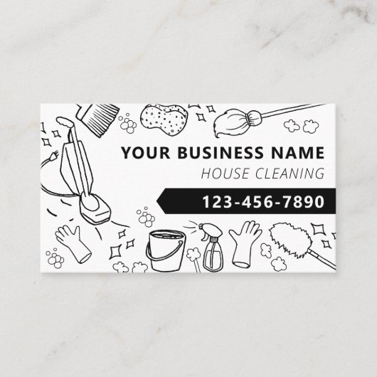 Moderne Huis Schoonmaak Huishoudelijke Janitorial Visitekaartje (Voorkant)