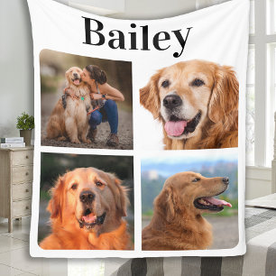 Moderne huisdier 4 foto collage personaliseren hon fleece deken