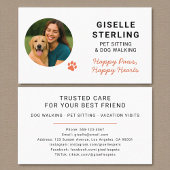 Moderne Huisdier Zittende Foto Paw Print Minimalis Visitekaartje