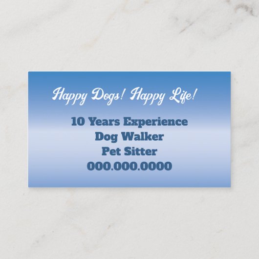 Moderne Huisdier Zittende Hond Walker Professionel Visitekaartje (Achterkant)