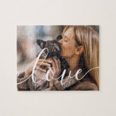 Moderne huisdierfoto elegante script legpuzzel (Horizontaal)