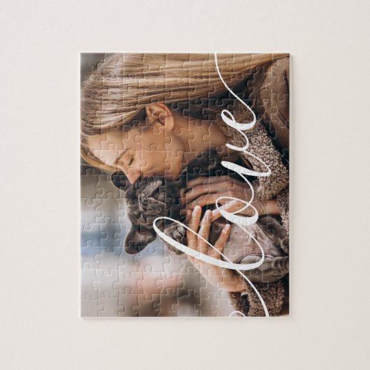 Moderne huisdierfoto elegante script legpuzzel (Verticaal)