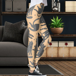 Moderne Huisdierliefhebber Perzik En Grijs Kitten  Leggings