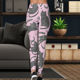 Moderne Huisdierliefhebber Roze En Grijs Kitten Ka Leggings