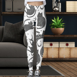 Moderne Huisdierliefhebber Wit en Grijs Kittenspat Leggings