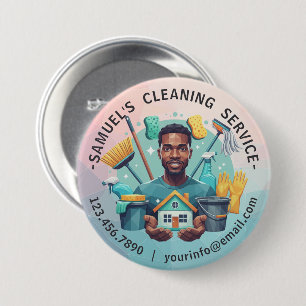 Moderne huishoudelijke schoonmaakdienst Huishoudel Ronde Button 7,6 Cm