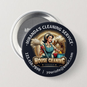 Moderne huishoudelijke schoonmaakdienst Huishoudel Ronde Button 7,6 Cm