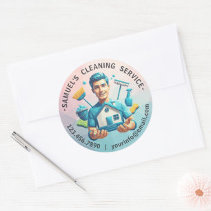 Moderne huishoudelijke schoonmaakdienst Huishoudel Ronde Sticker